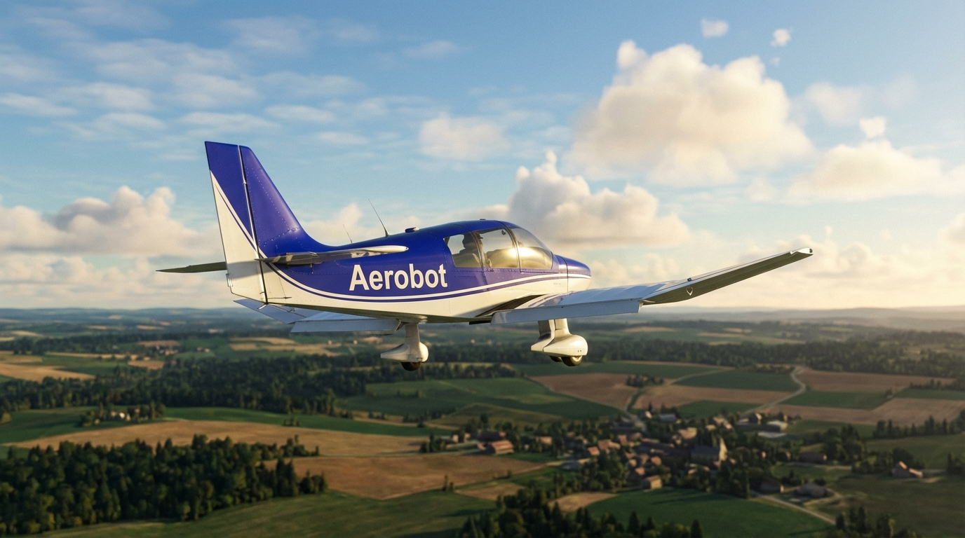 Avion léger en vol au-dessus de la campagne française